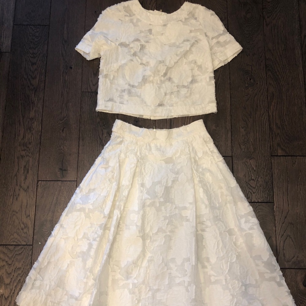 H&M white lace skirt set w matching top nwt